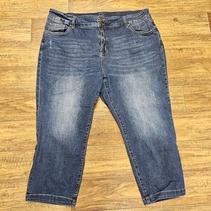 Kut From The Kloth Womens Katy Boyfriend Capri Sz 22W Blue Distressed